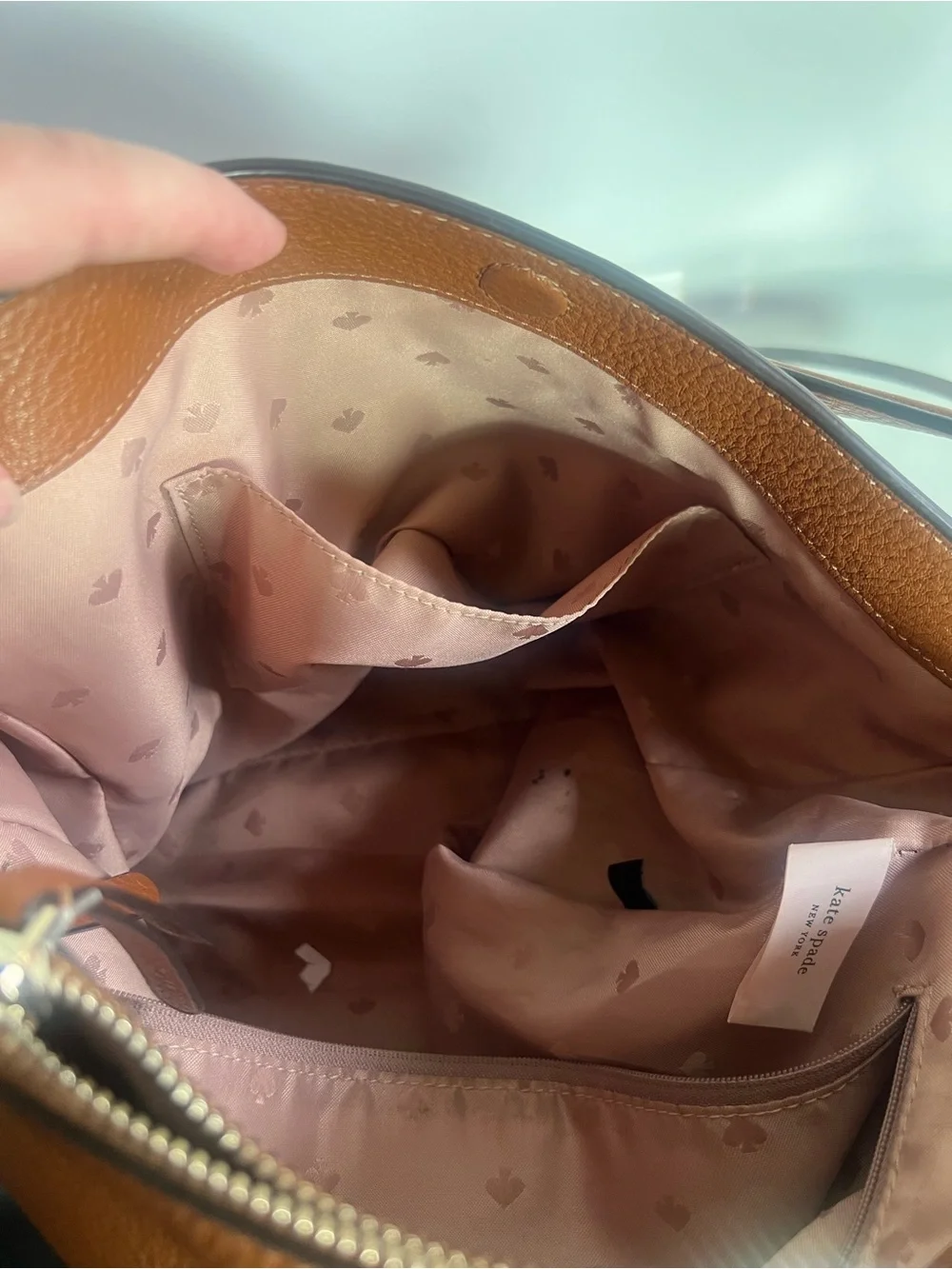 Kate Spade Genuine Pebbled Leather Hobo Shoulder Bag Cognac Brown